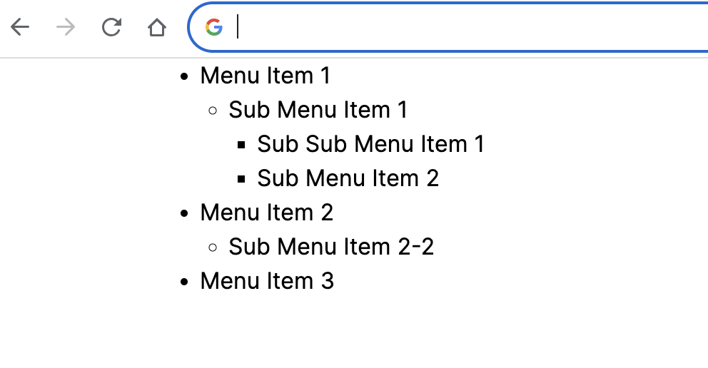 Nested menu